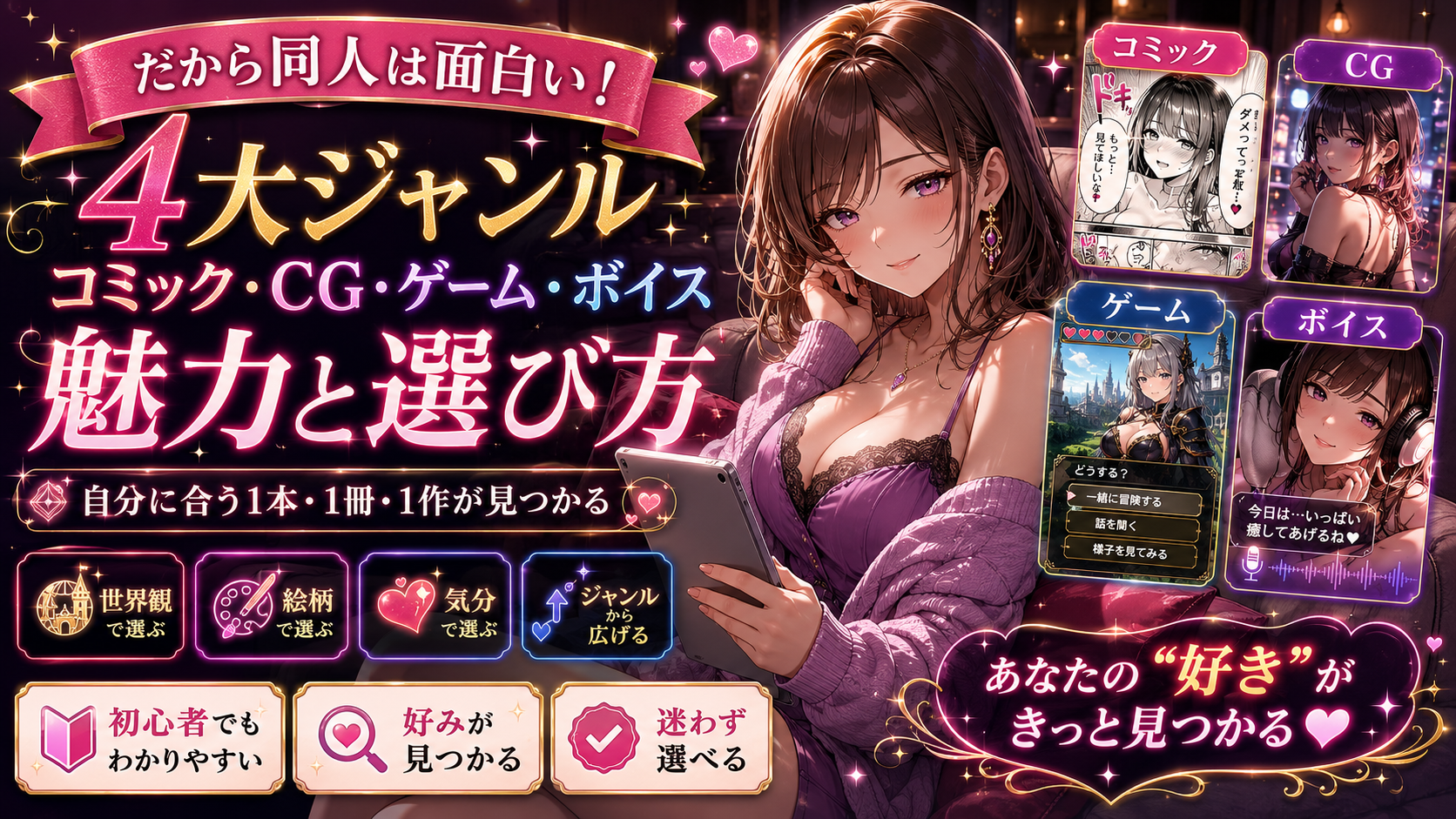 だから同人は面白い！4大ジャンル（コミック・CG・ゲーム・ボイス）の魅力と選び方