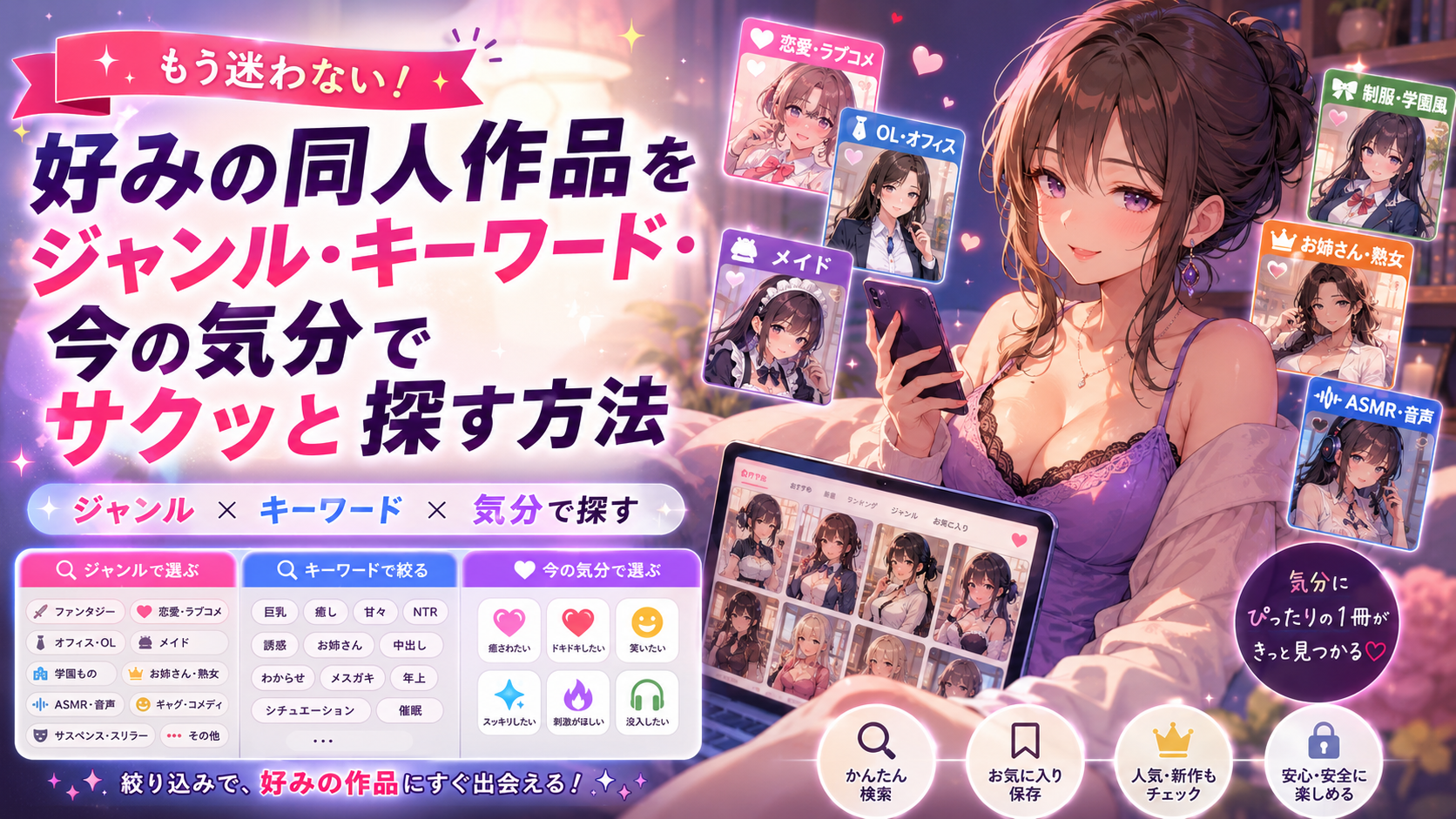 もう迷わない！好みの同人作品をジャンル・キーワード・今の気分でサクッと探す方法